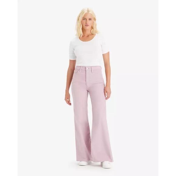 Levi’s Pink Corduroy Ribcage Bell Flare Leg High Rise Jeans Size 24 NWT - Picture 1 of 5